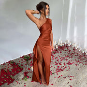 Sexy Backless High Slit One-Shoulder Long Dress