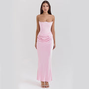 Women’s Bodycon Tube Top Dress – Chic Slim Long Formal Dress