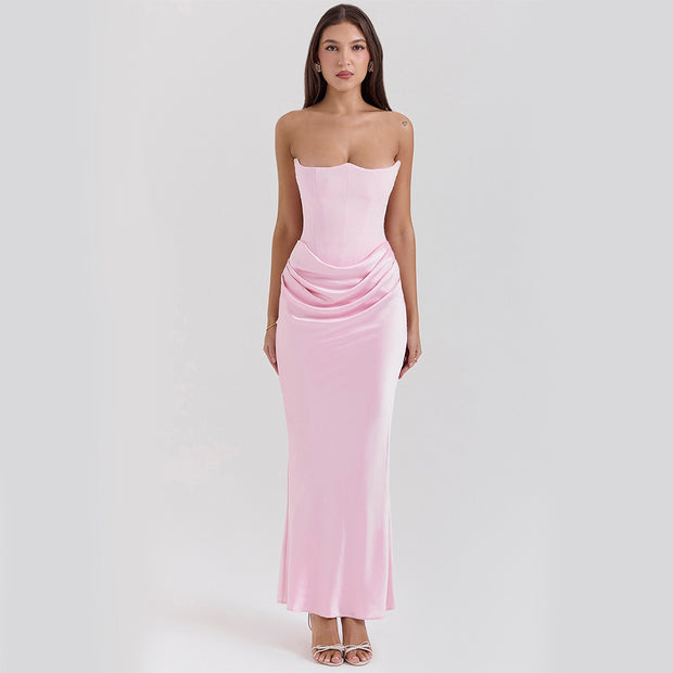 Women’s Bodycon Tube Top Dress – Chic Slim Long Formal Dress