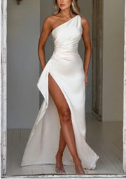 Sexy Backless High Slit One-Shoulder Long Dress