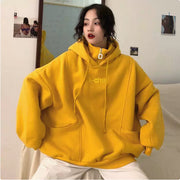 Korean Style Oversized Plus Velvet Hoodie for Women