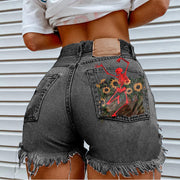 Women’s Floral Printed Denim Shorts – Stylish Casual Everyday Wear