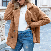 Women's Loose Fluffy Lapel Jacket – Cozy Winter Outerwear