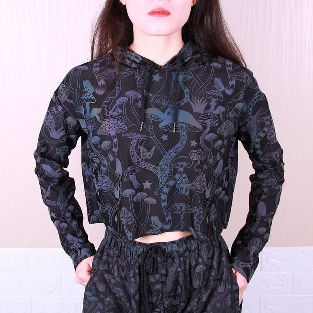 Fashion Reflective Mushroom Hoodie – Glow Effect Casual Sweatshirt