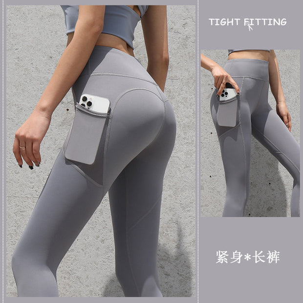 Women’s Seamless Gym Leggings with Pockets – High Waist Workout Pants