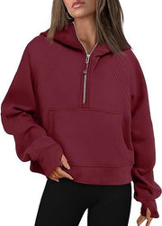 Women’s Casual Long Sleeve Zip-Up Hoodie with Front Pocket
