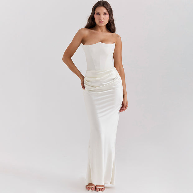 Women’s Bodycon Tube Top Dress – Chic Slim Long Formal Dress
