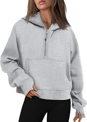 Women’s Casual Long Sleeve Zip-Up Hoodie with Front Pocket