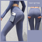 Women’s Seamless Gym Leggings with Pockets – High Waist Workout Pants