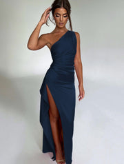 Sexy Backless High Slit One-Shoulder Long Dress