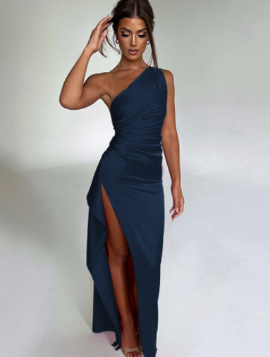 Sexy Backless High Slit One-Shoulder Long Dress