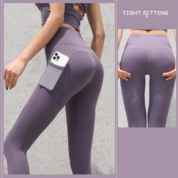 Women’s Seamless Gym Leggings with Pockets – High Waist Workout Pants