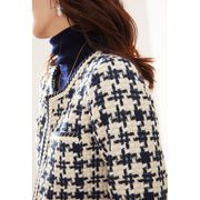 Elegant Houndstooth Pattern Short Jacket for Women