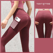 Women’s Seamless Gym Leggings with Pockets – High Waist Workout Pants