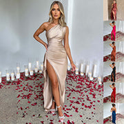 Sexy Backless High Slit One-Shoulder Long Dress