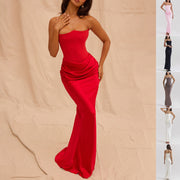 Women’s Bodycon Tube Top Dress – Chic Slim Long Formal Dress