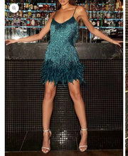 Women’s Sequin Tassel Mini Dress – Luxury Feather Party Dress