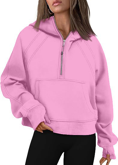 Women’s Casual Long Sleeve Zip-Up Hoodie with Front Pocket