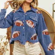 Sporty Rugby Pattern Baseball Jacket – Stylish Outerwear for Women