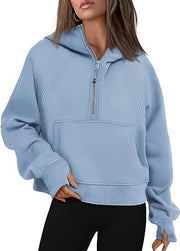 Women’s Casual Long Sleeve Zip-Up Hoodie with Front Pocket