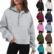 Women’s Casual Long Sleeve Zip-Up Hoodie with Front Pocket