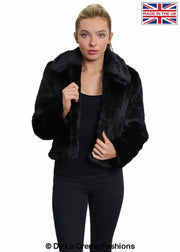 Women's Faux Fur Cropped Aviator Bomber