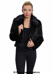 Women's Faux Fur Cropped Aviator Bomber