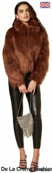 Women's Faux Fur Cropped Aviator Bomber