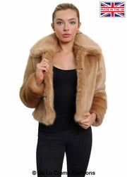 Women's Faux Fur Cropped Aviator Bomber