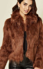 Women's Faux Fur Cropped Aviator Bomber
