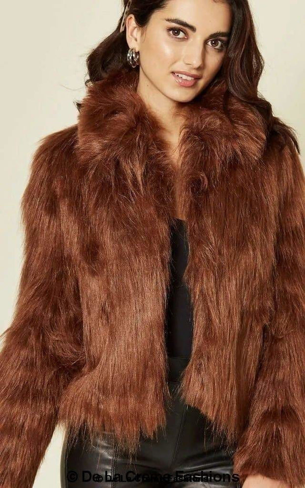 Women's Faux Fur Cropped Aviator Bomber