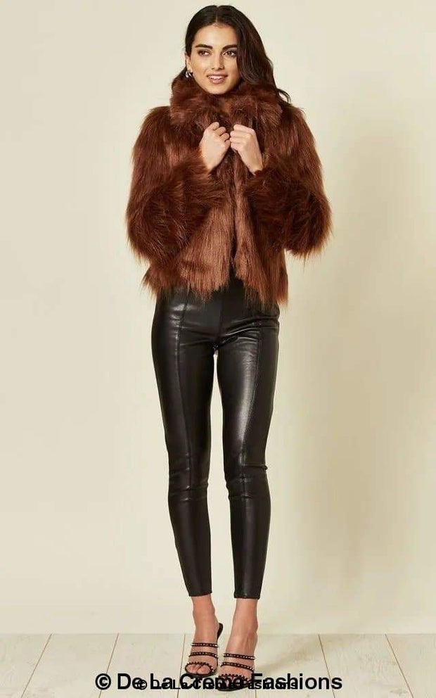 Women's Faux Fur Cropped Aviator Bomber