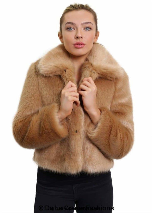Women's Faux Fur Cropped Aviator Bomber
