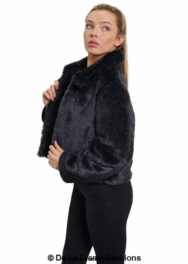 Women's Faux Fur Cropped Aviator Bomber