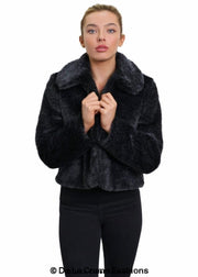 Women's Faux Fur Cropped Aviator Bomber