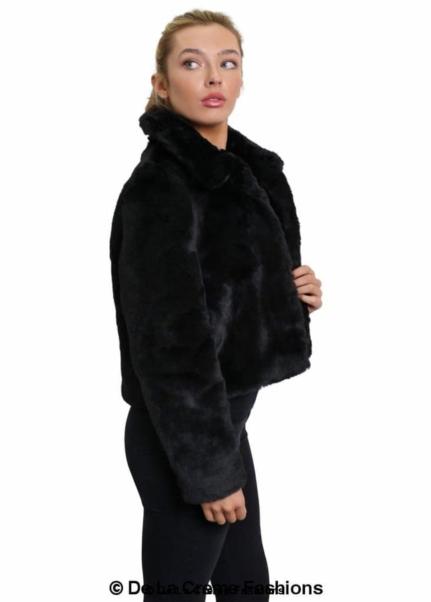 Women's Faux Fur Cropped Aviator Bomber