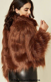 Women's Faux Fur Cropped Aviator Bomber