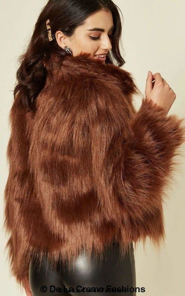 Women's Faux Fur Cropped Aviator Bomber