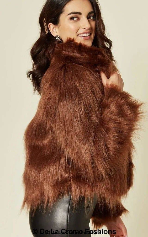 Women's Faux Fur Cropped Aviator Bomber