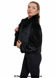 Women's Faux Fur Cropped Aviator Bomber