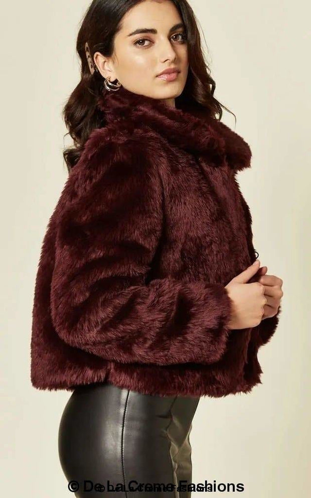 Women's Faux Fur Cropped Aviator Bomber