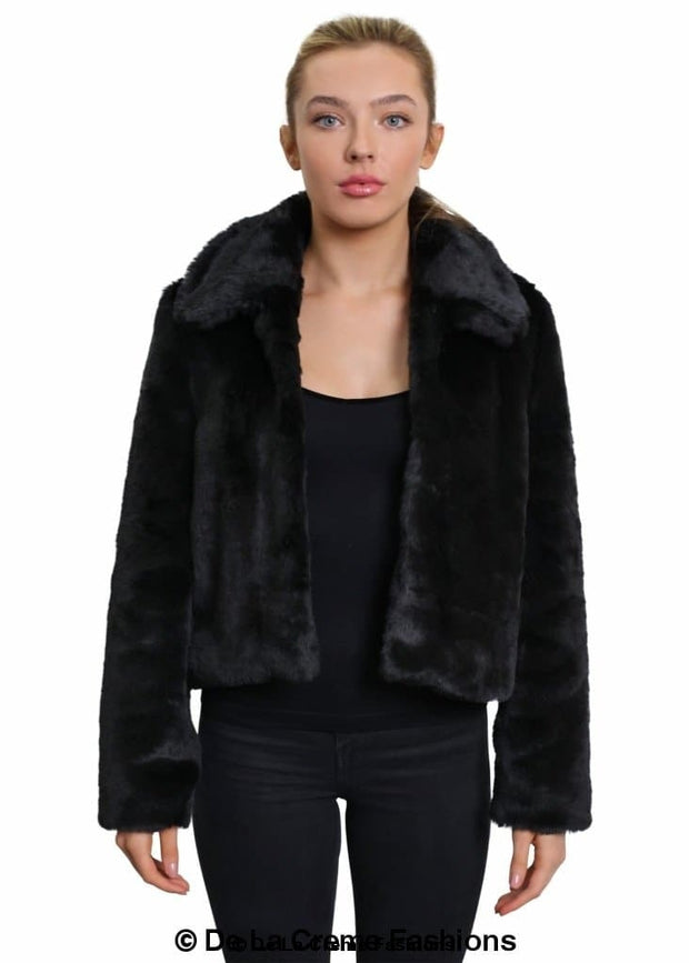 Women's Faux Fur Cropped Aviator Bomber