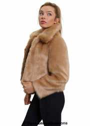 Women's Faux Fur Cropped Aviator Bomber