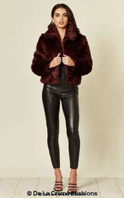 Women's Faux Fur Cropped Aviator Bomber
