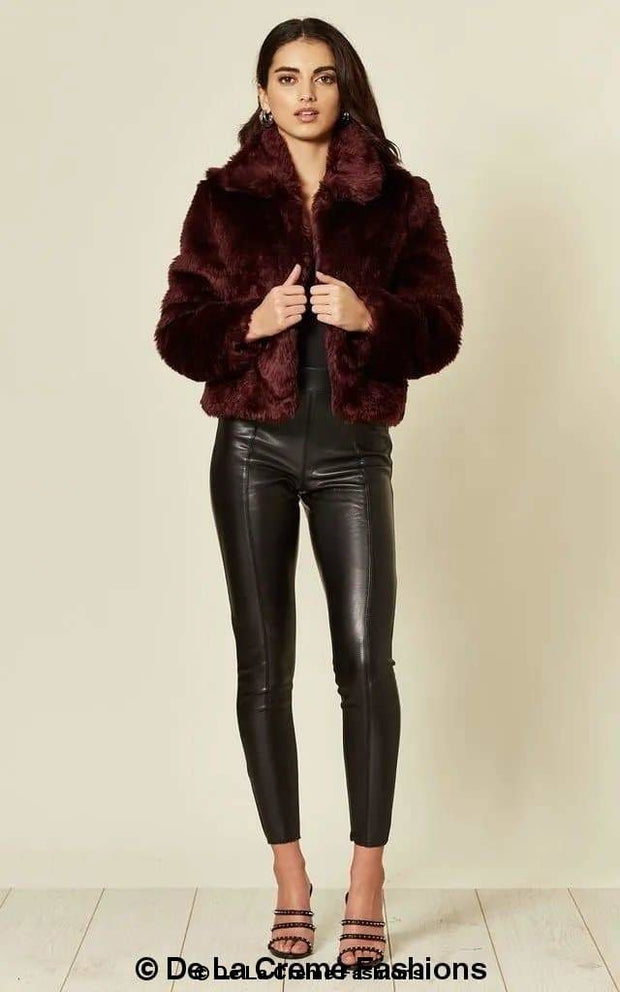 Women's Faux Fur Cropped Aviator Bomber