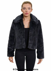 Women's Faux Fur Cropped Aviator Bomber