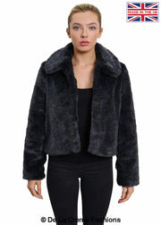Women's Faux Fur Cropped Aviator Bomber