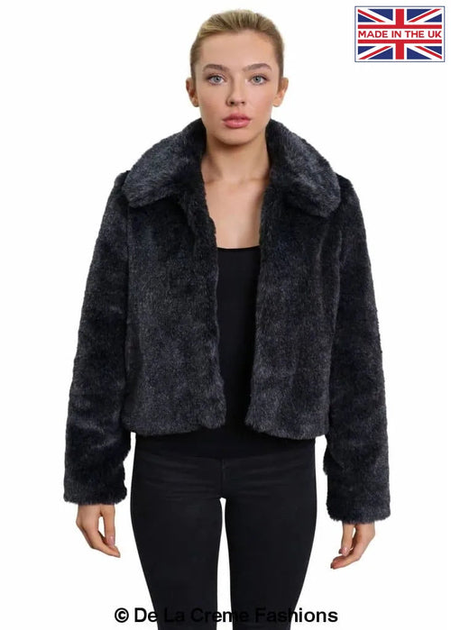 Women's Faux Fur Cropped Aviator Bomber