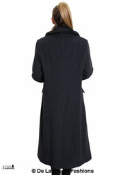Women's Oversized Faux Fur Collar Long Coat