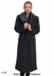 Women's Oversized Faux Fur Collar Long Coat
